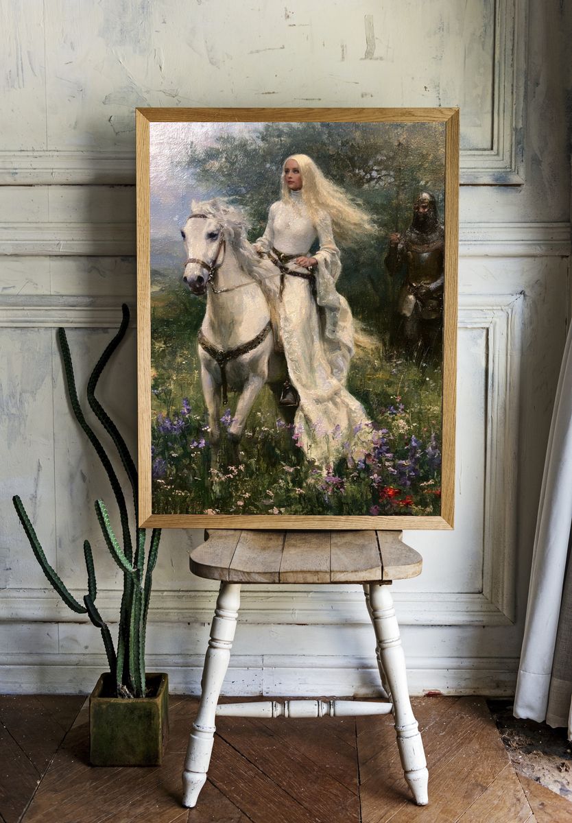 White Rider Fantasy Painting Poster. room preview