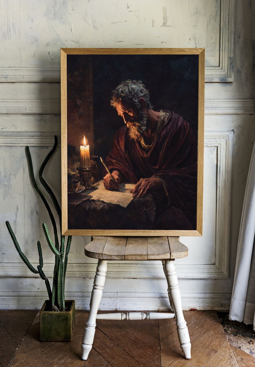 Philosopher Writing by Candlelight — Fine Art Print room preview