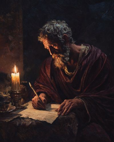 Philosopher Writing by Candlelight — Fine Art Print. poster print