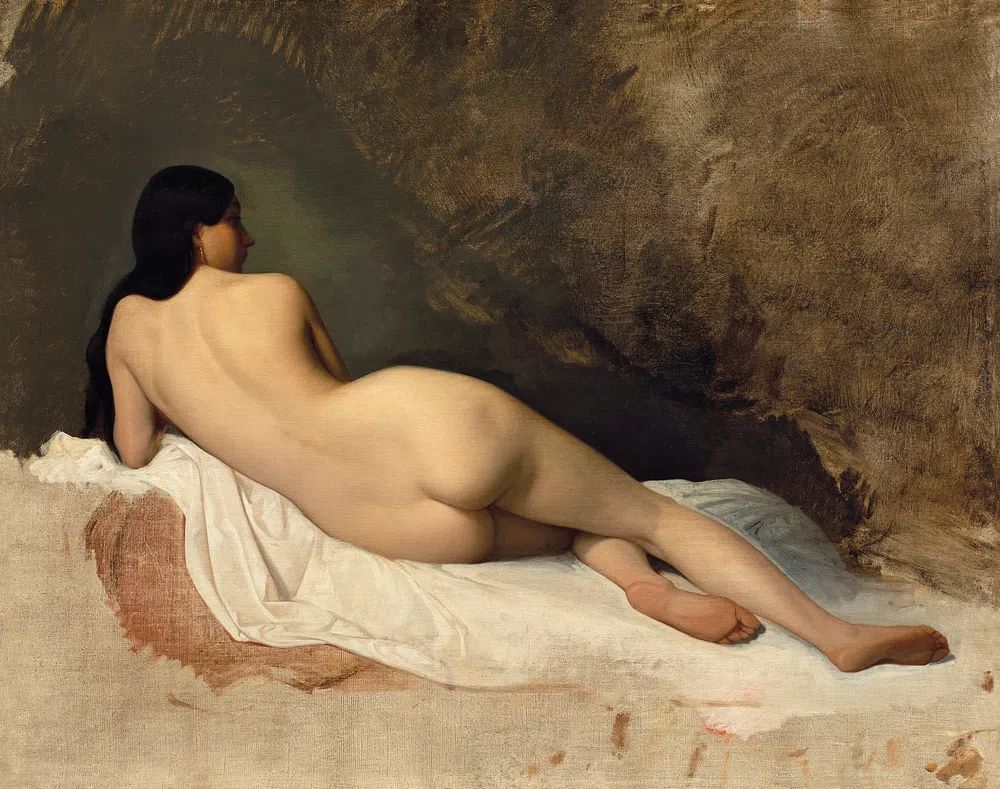 Naked woman posing sexually showing. poster detail