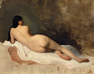 Naked woman posing sexually showing. poster