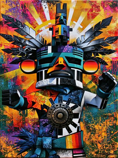 Totem Mask Pop-Art Poster. poster