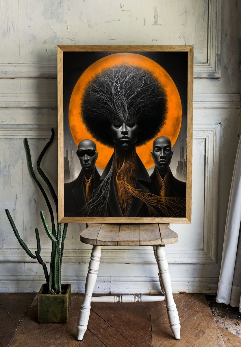 Urban Afrocentric Portrait — Fine Art Print. room preview