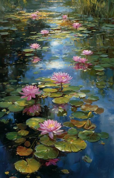Pink Water Lilies Fine-Art Poster. poster print