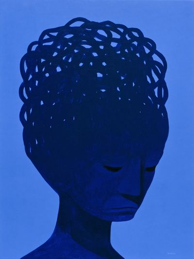Blue Abstract Portrait Print.