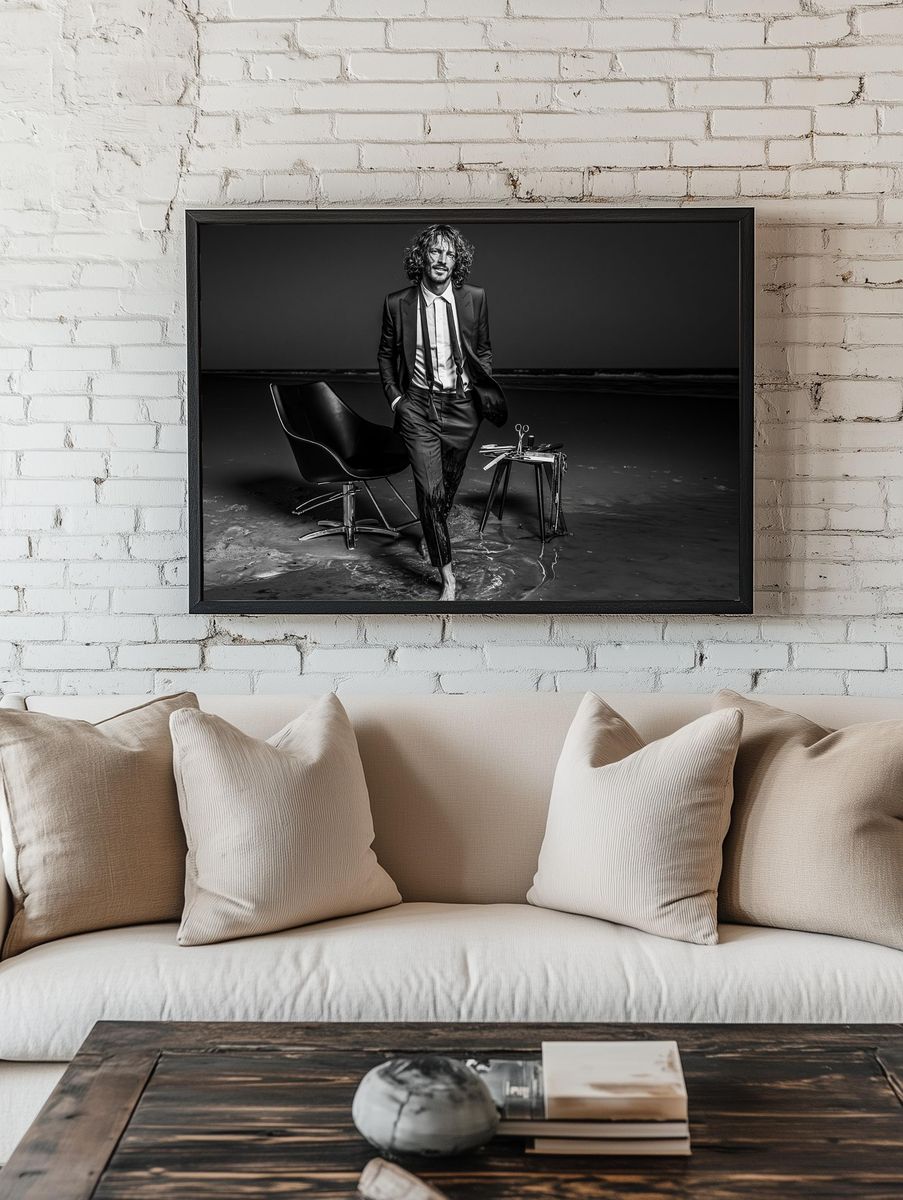 Black-and-White Fashion Portrait Poster. room preview