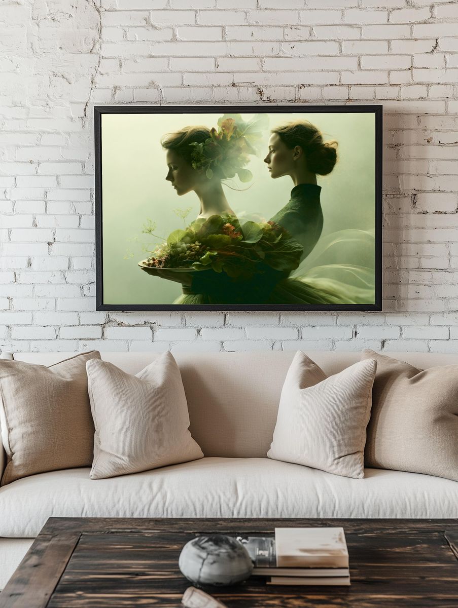 Botanical Dual Portrait Print. room preview