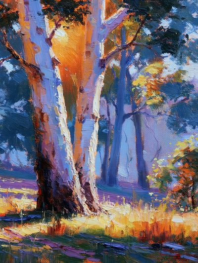 Sunlit Forest Oil Painting Poster. poster