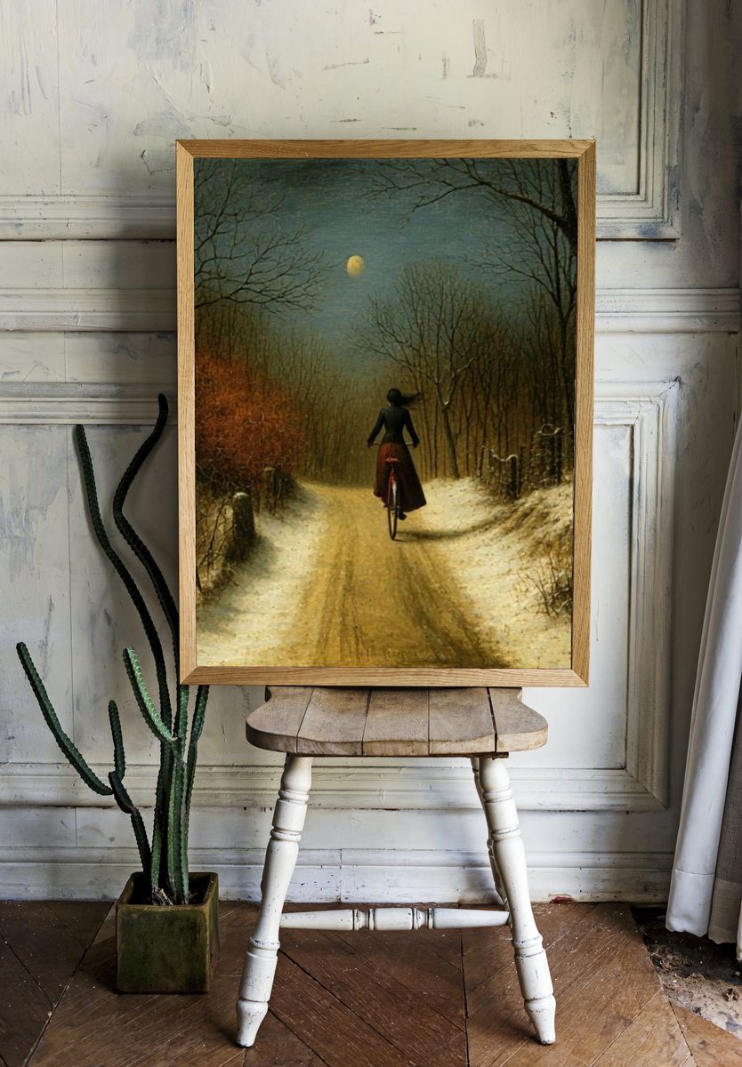 Moonlit Winter Ride Fine-Art Print. room preview