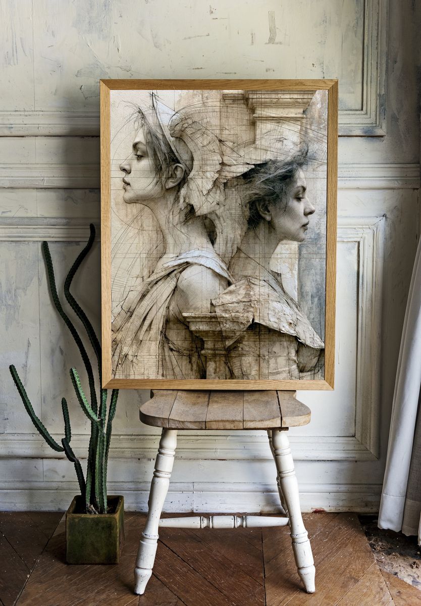 Classical Double Portrait Fine-Art Print. room preview