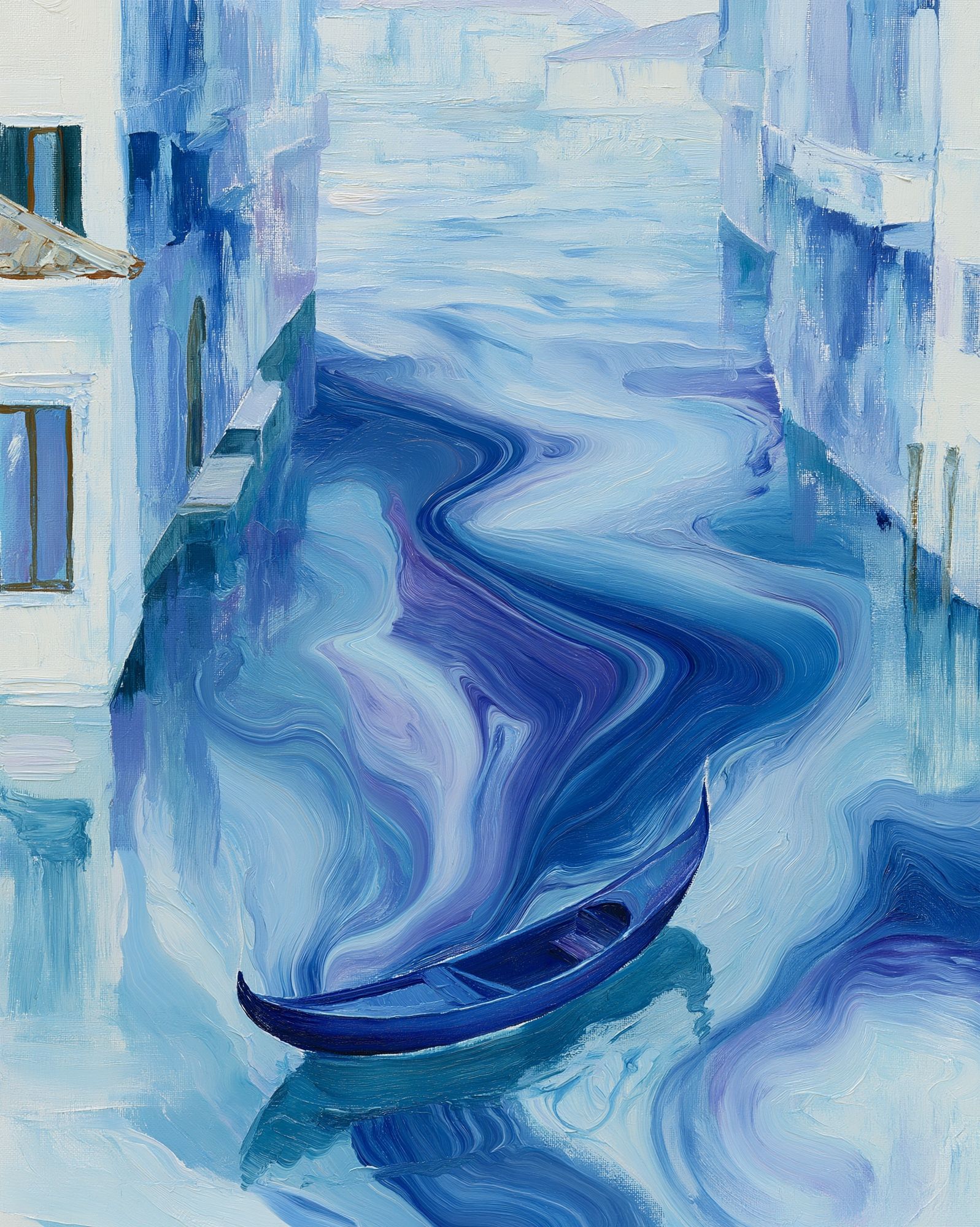 Blue Canal Gondola Illustration Poster. poster — fine-art art