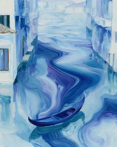 Blue Canal Gondola Illustration Poster.