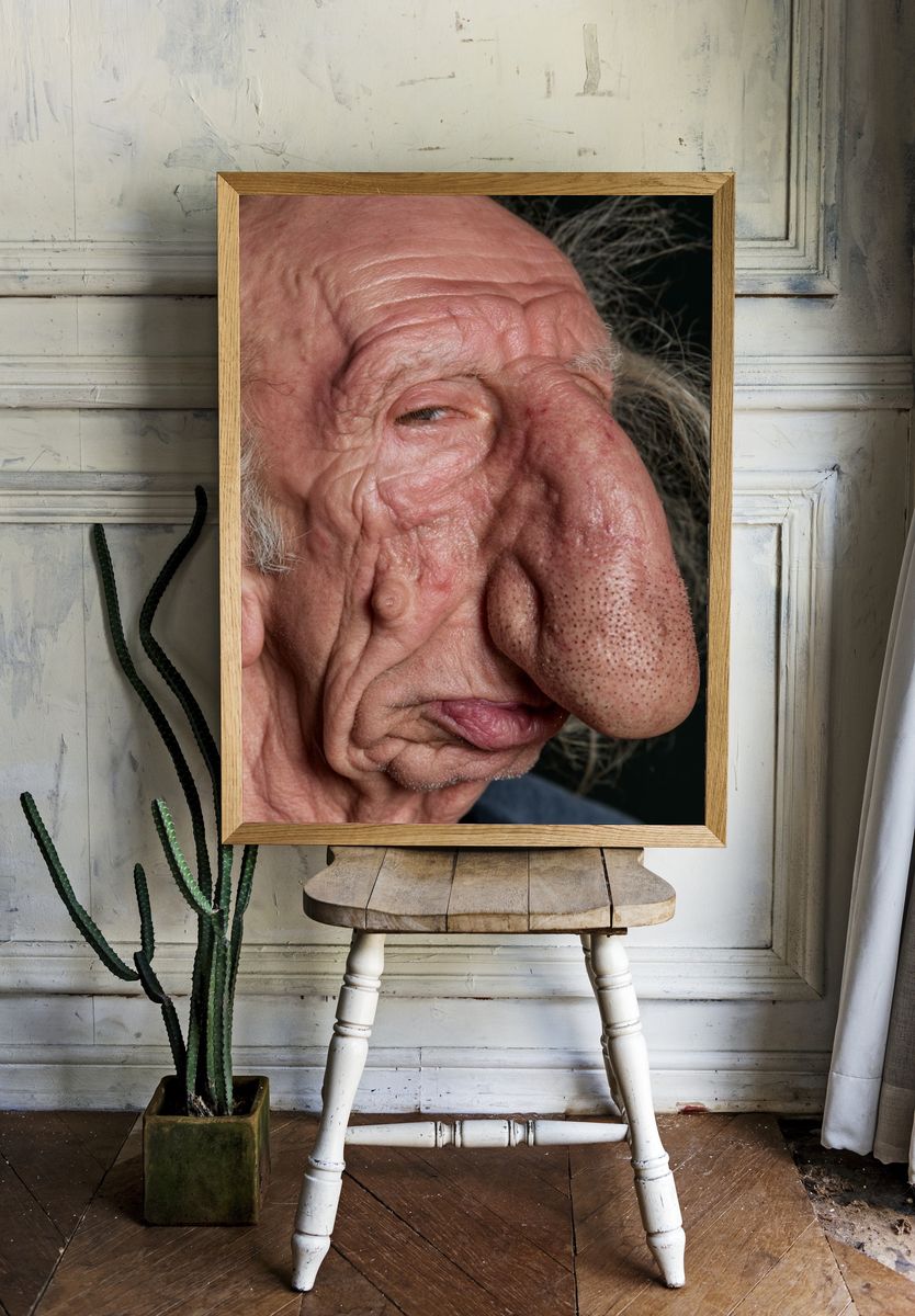 Surreal Elderly Portrait Print. room preview
