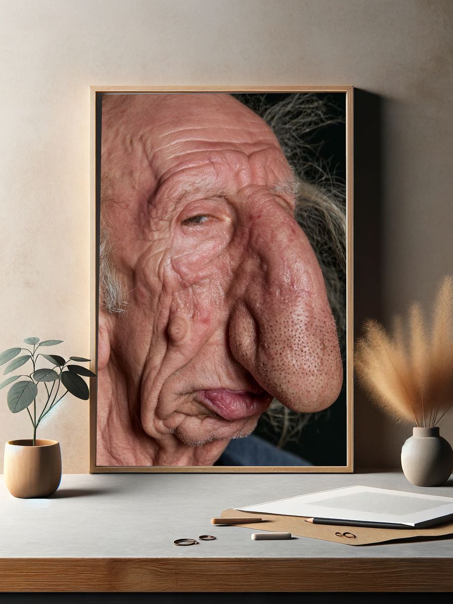 Surreal Elderly Portrait Print. — room view 2