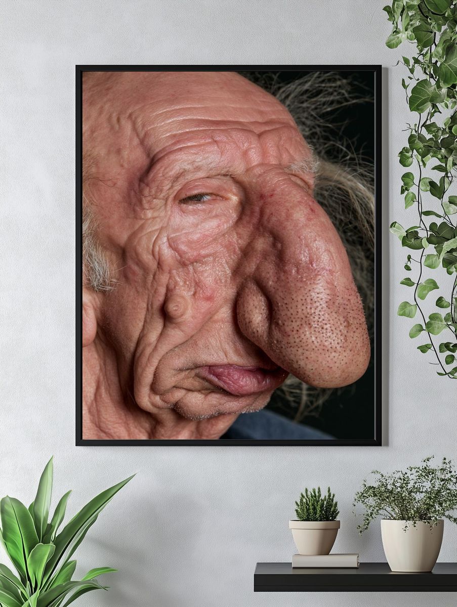 Surreal Elderly Portrait Print. — room view 4
