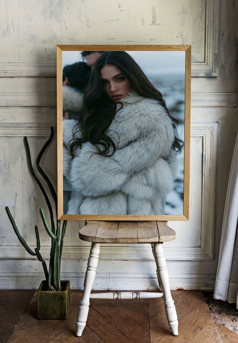 Fur Coat Portrait Photography Poster. — room view 1