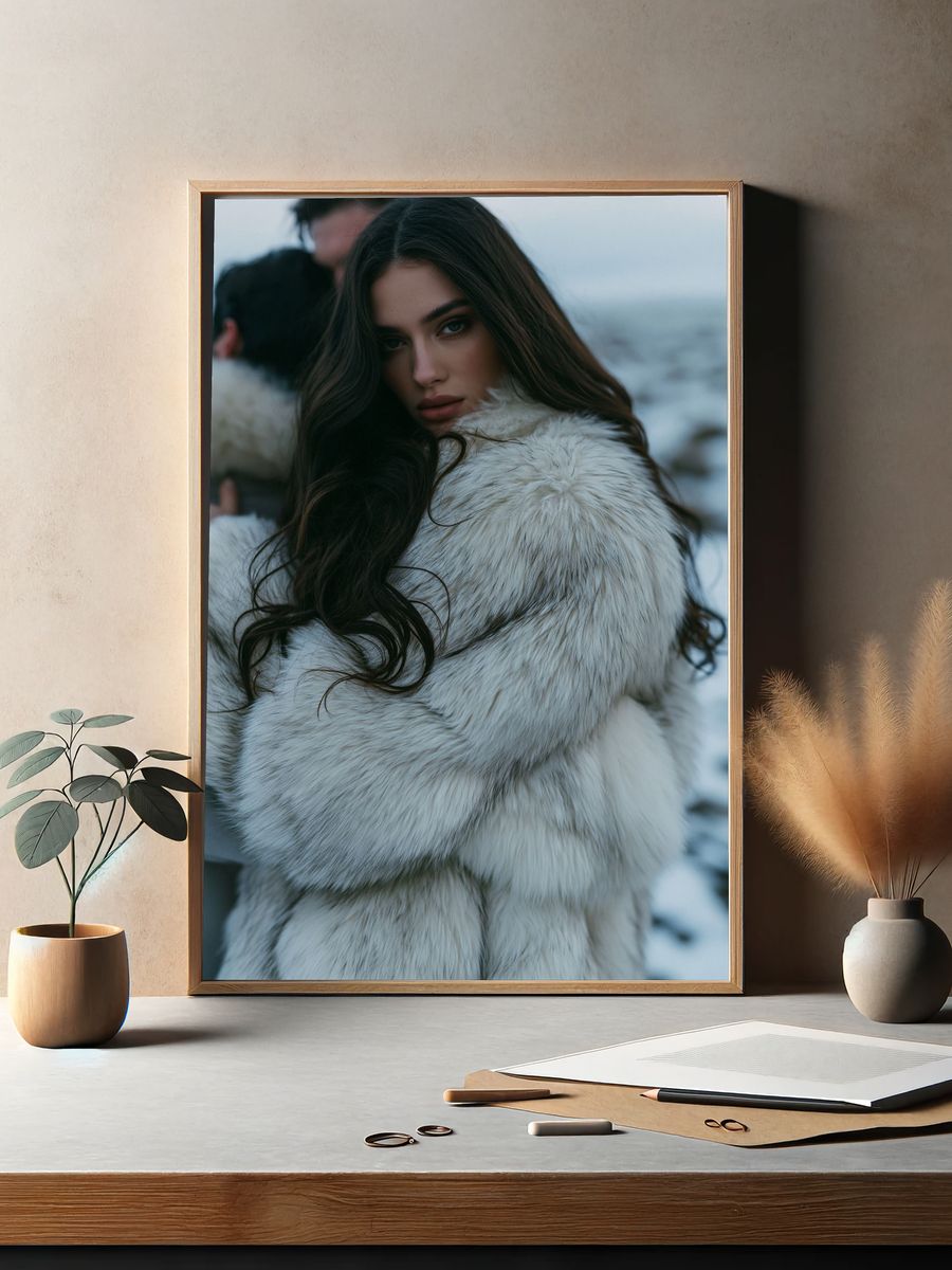Fur Coat Portrait Photography Poster. — room view 2