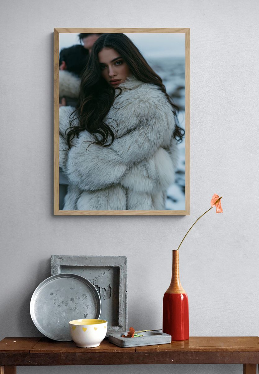 Fur Coat Portrait Photography Poster. — room view 3