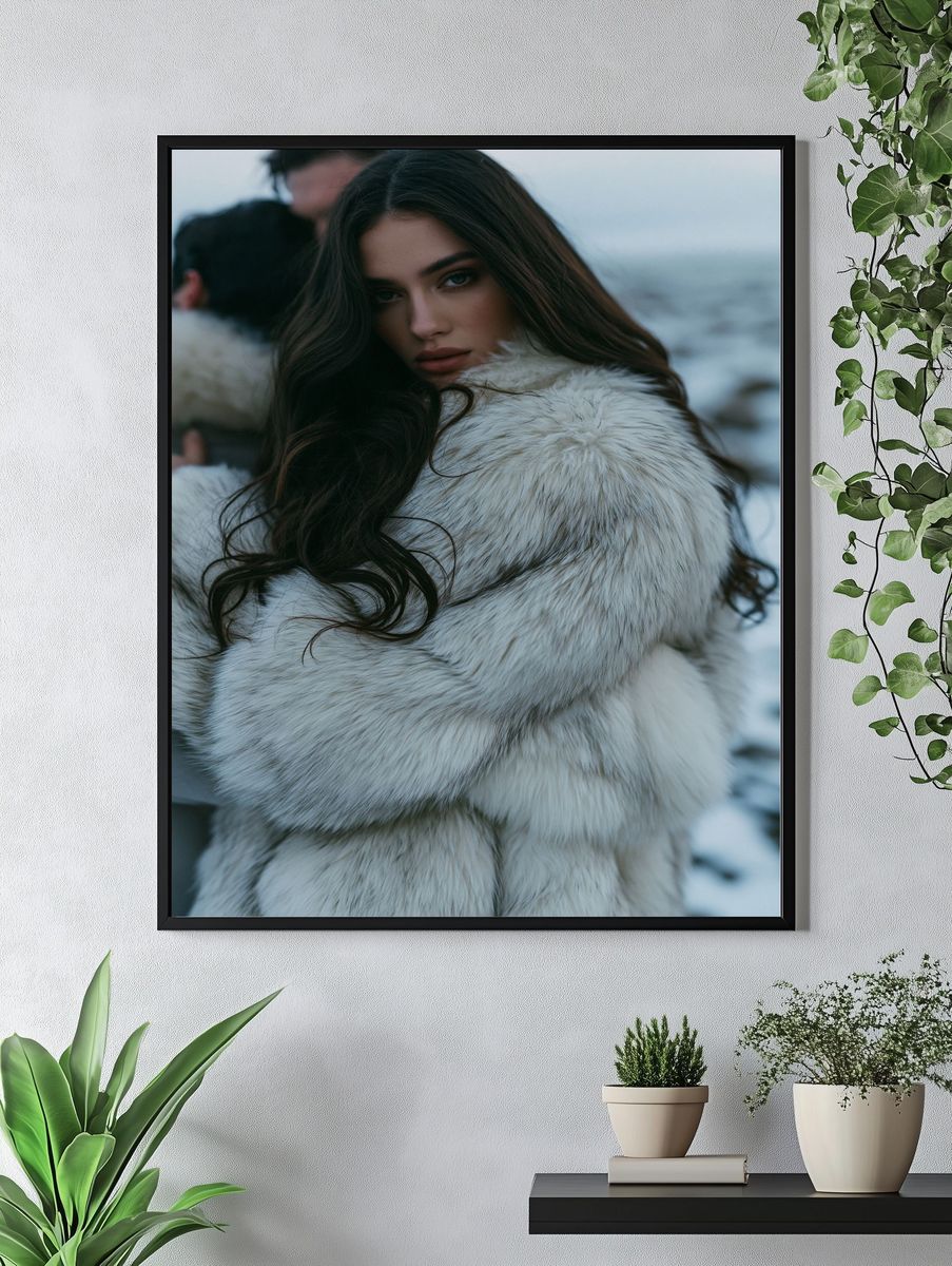 Fur Coat Portrait Photography Poster. — room view 4