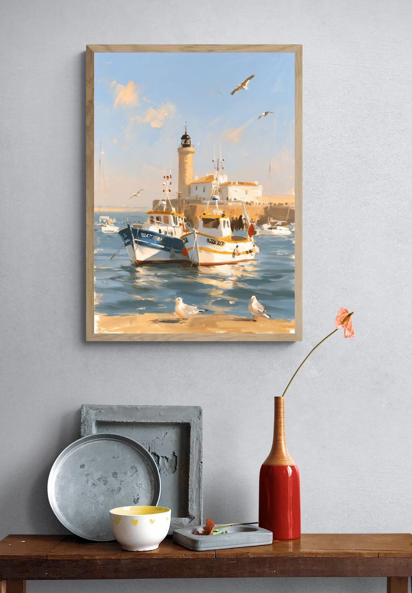 Harbor Lighthouse Seascape Poster. — room view 3