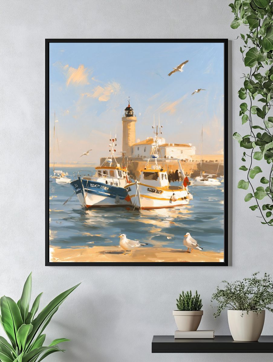 Harbor Lighthouse Seascape Poster. — room view 4