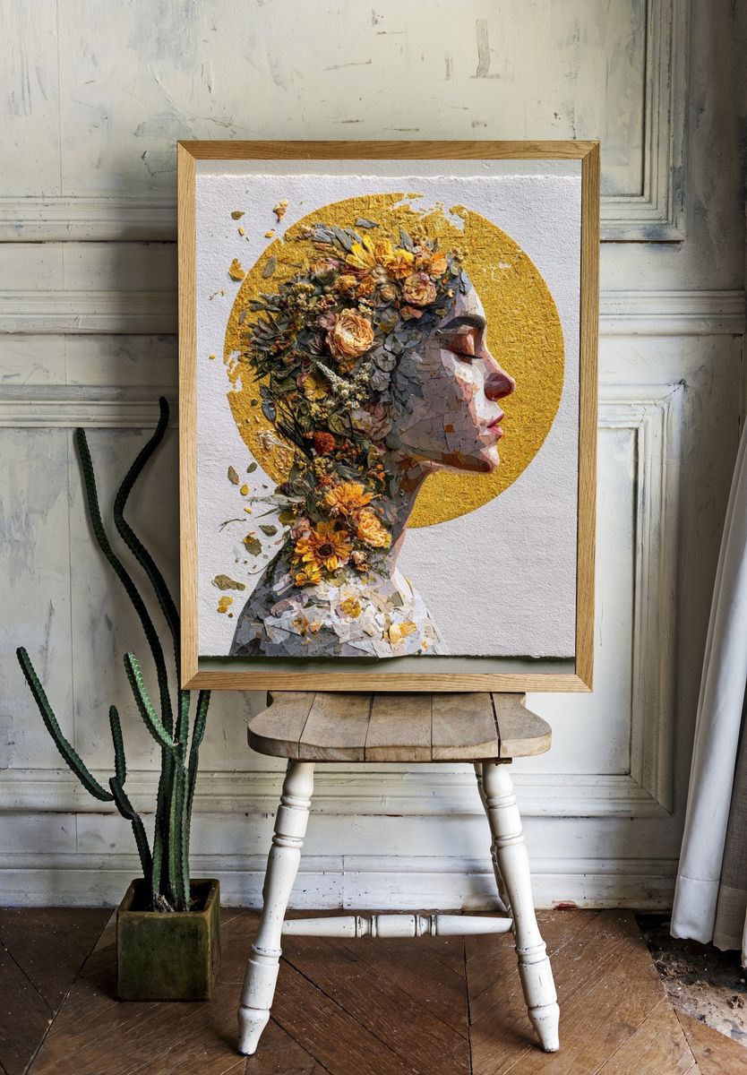 Floral Halo Portrait Print. — room view 1