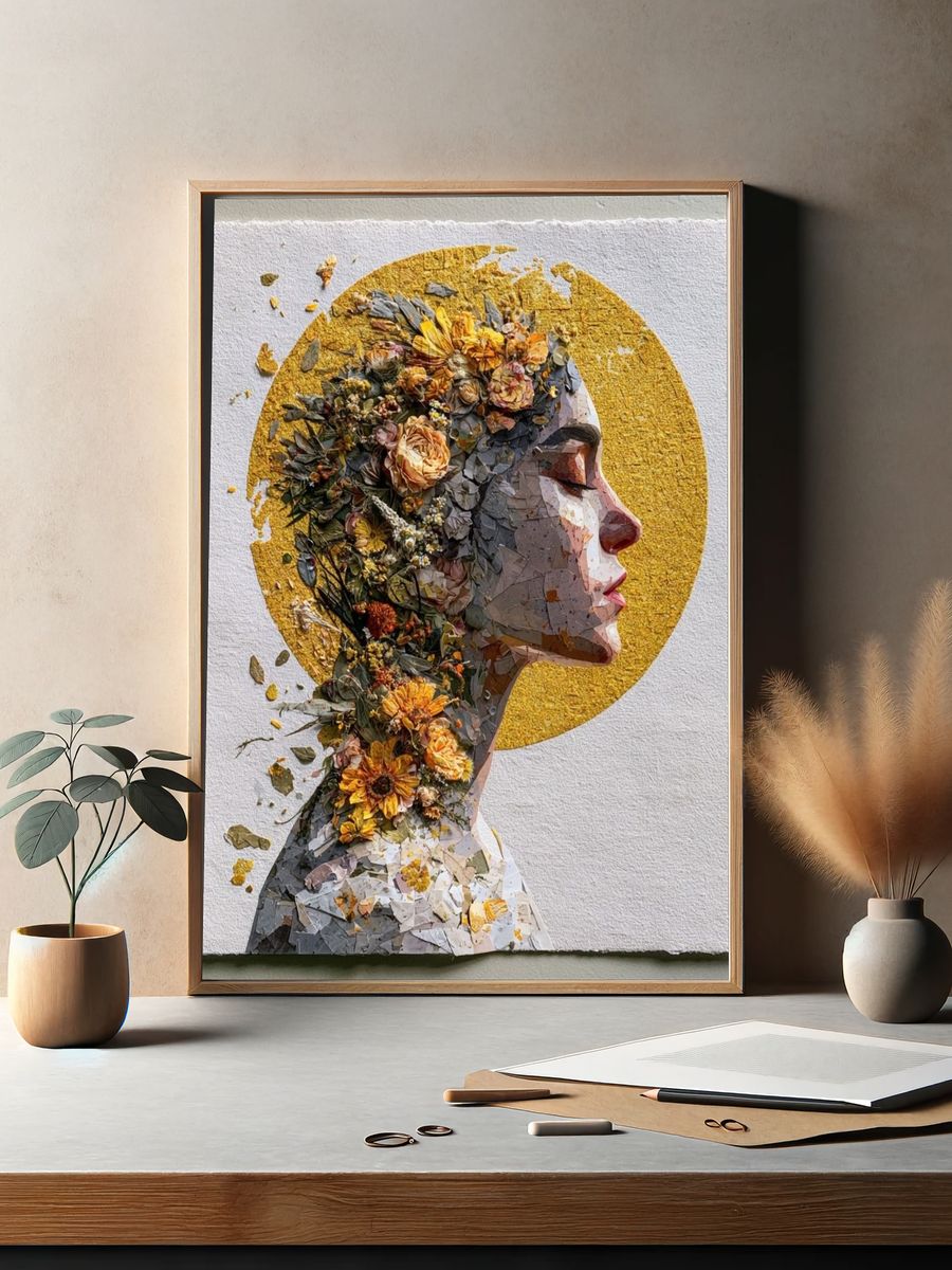 Floral Halo Portrait Print. — room view 2