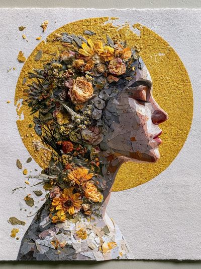 Floral Halo Portrait Print. poster