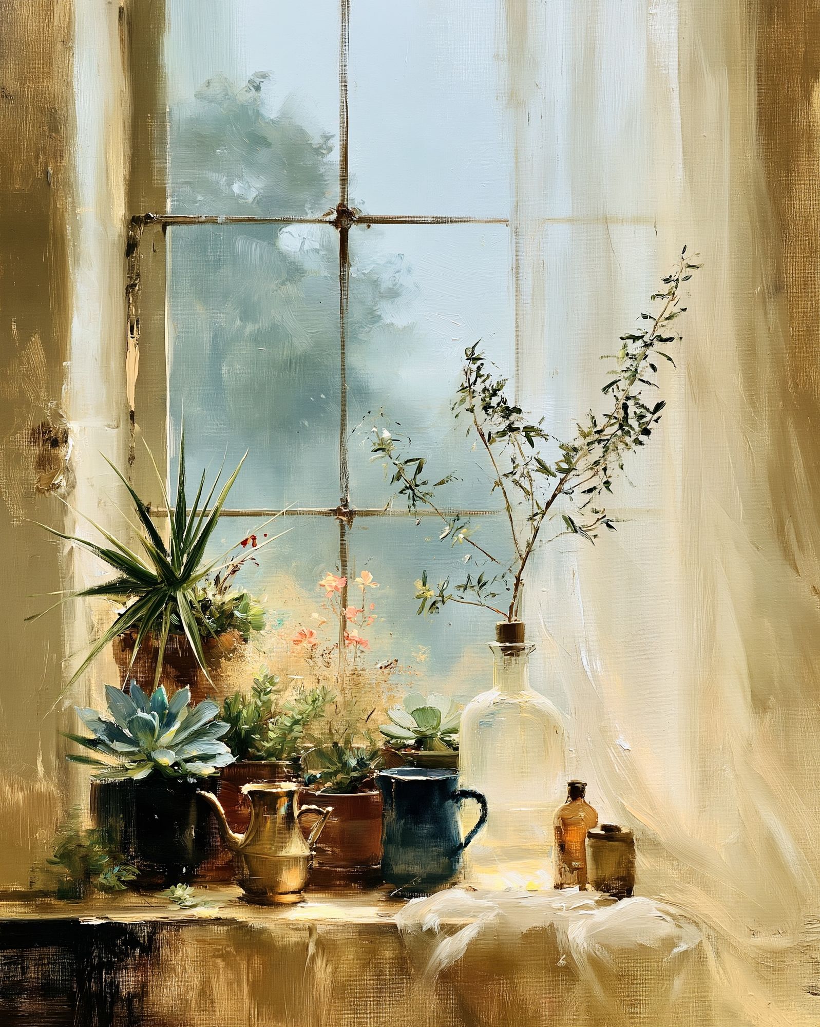 Sunlit Still Life Window Poster. poster — fine-art art