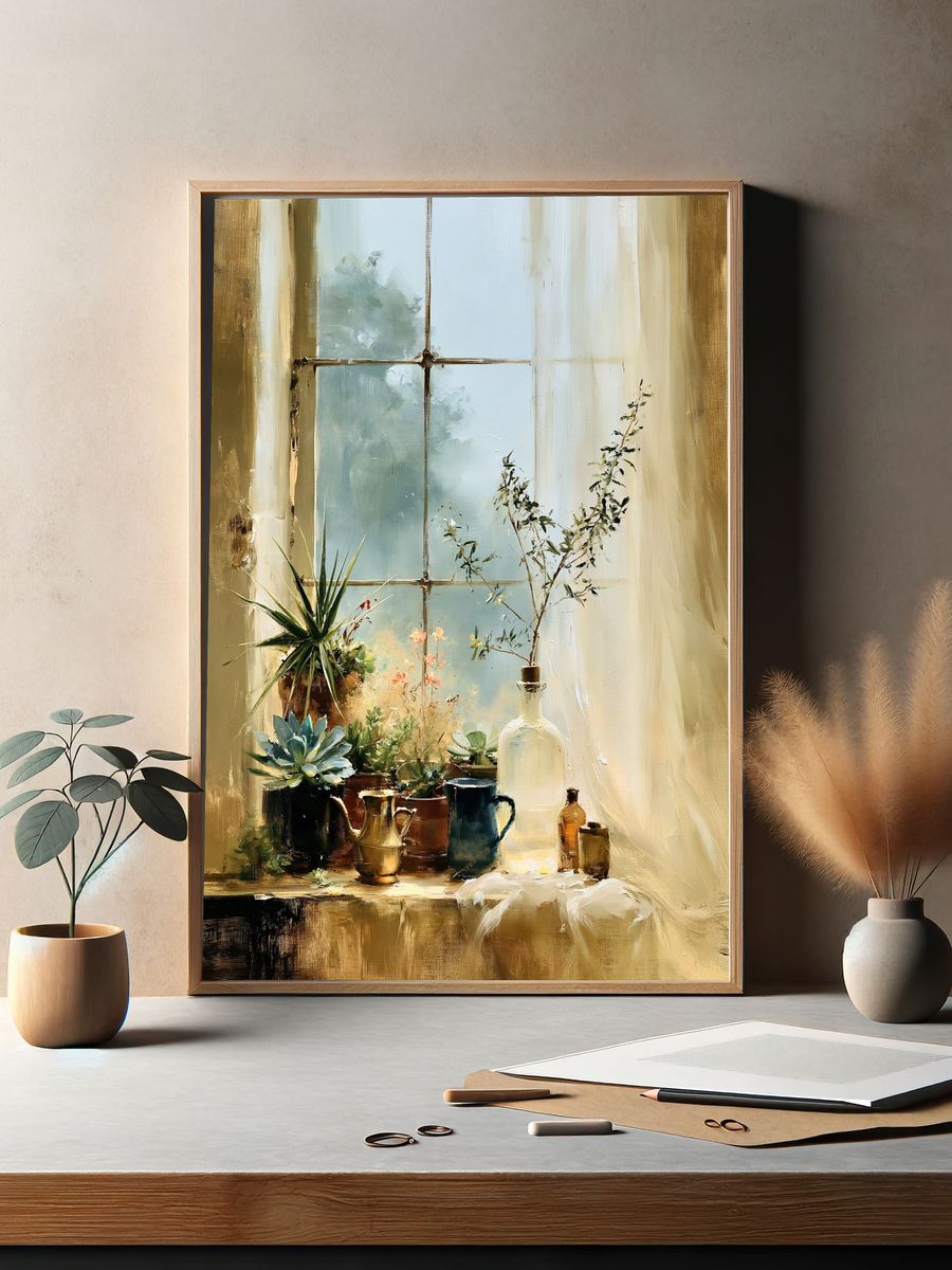 Sunlit Still Life Window Poster. — room view 2