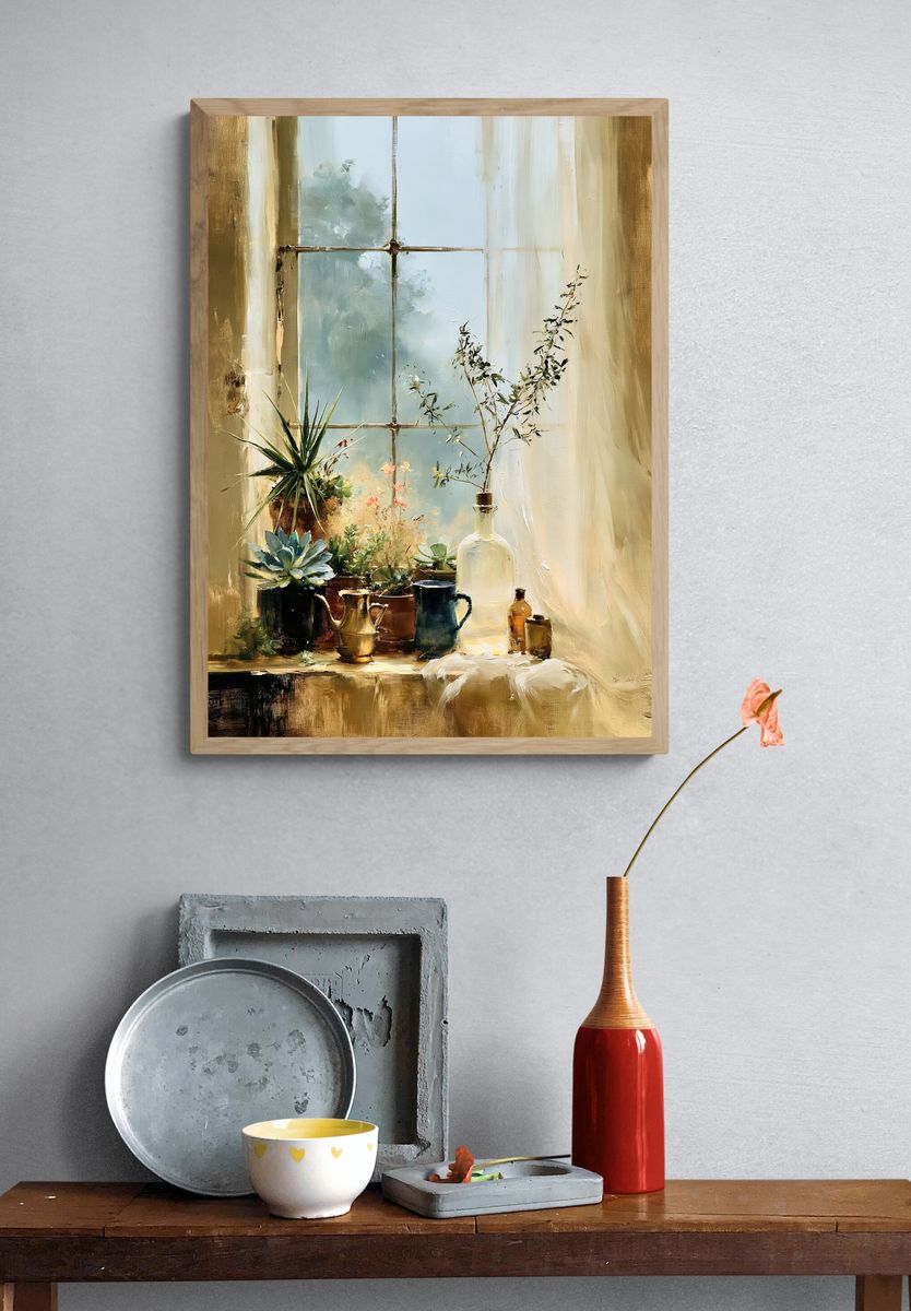 Sunlit Still Life Window Poster. — room view 3