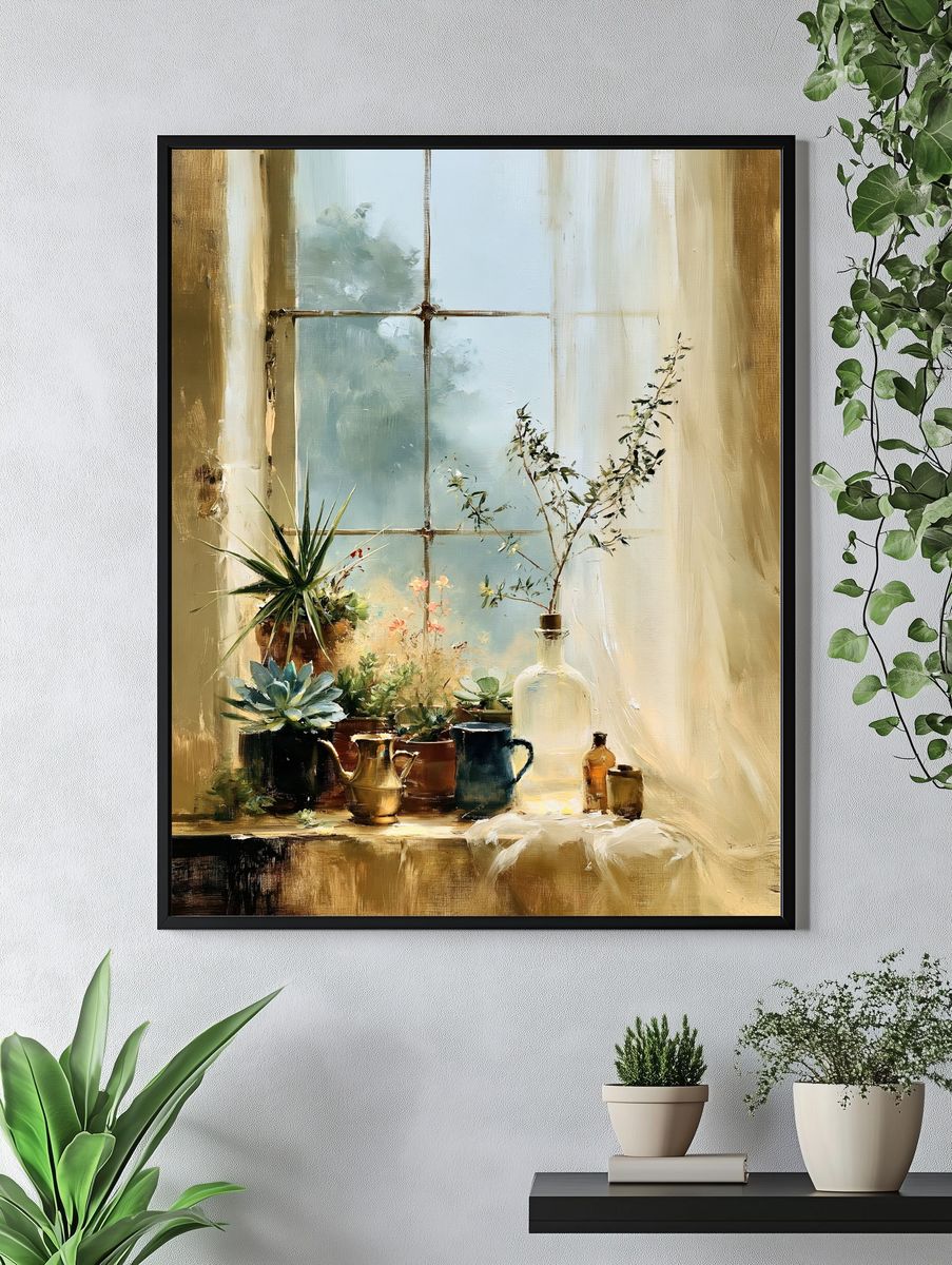 Sunlit Still Life Window Poster. — room view 4