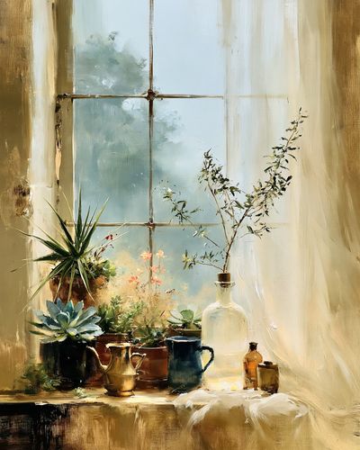 Sunlit Still Life Window Poster.