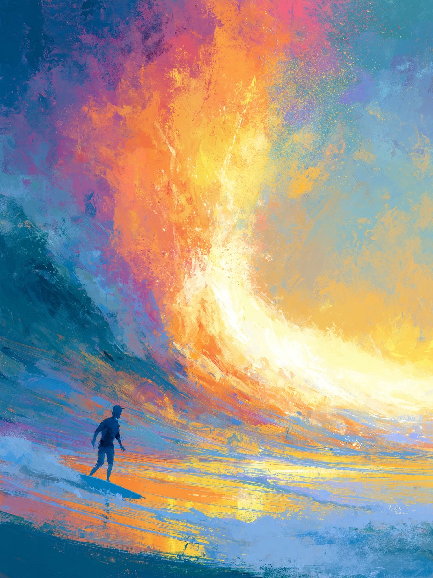 Surfer at Sunset Abstract Print. poster — fine-art art
