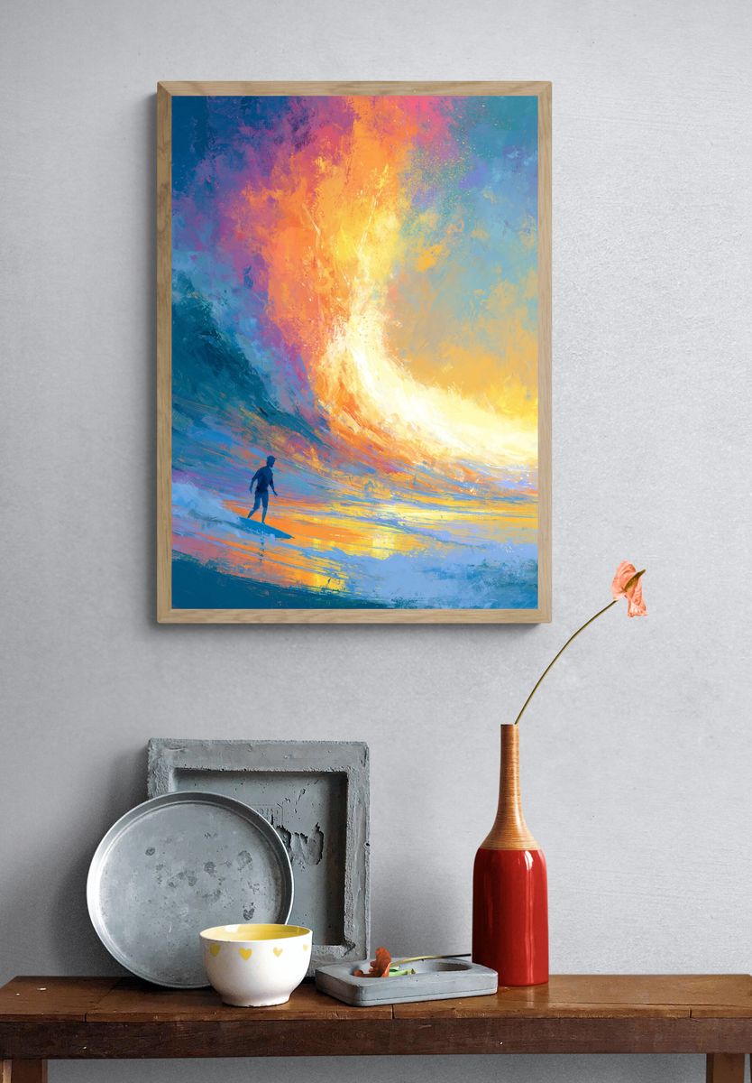 Surfer at Sunset Abstract Print. — room view 3