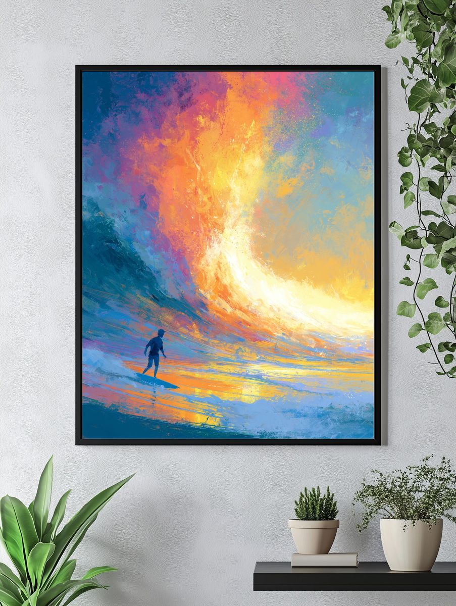 Surfer at Sunset Abstract Print. — room view 4