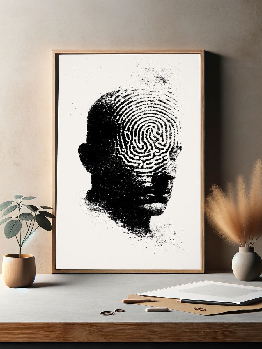 Fingerprint Head Silhouette Poster. — room view 2