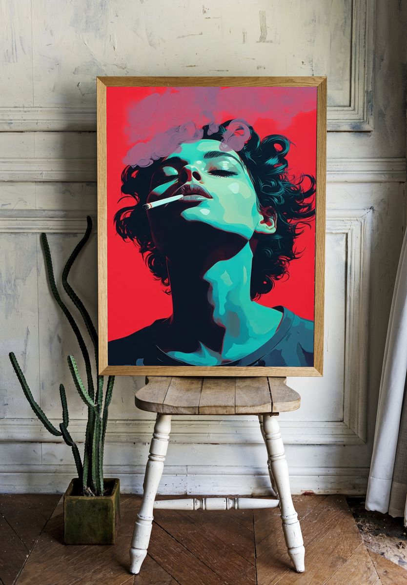 Smoking Woman Pop-Art Poster room preview