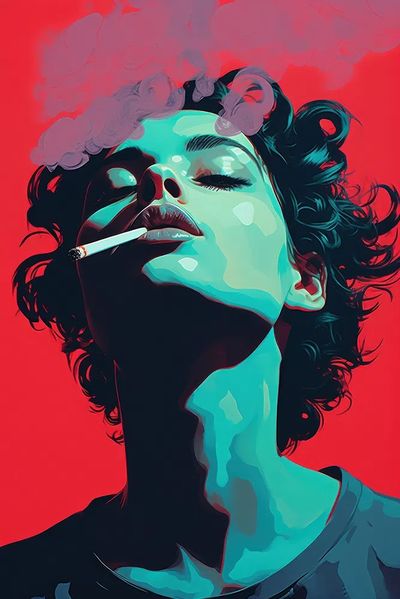 Smoking Woman Pop-Art Poster.