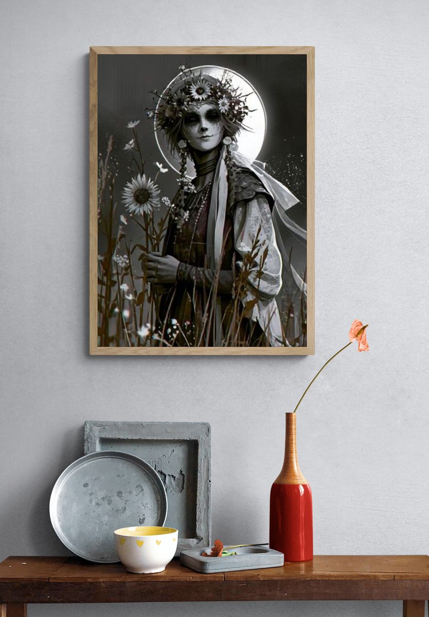Moonlit Floral Portrait Print. — room view 3