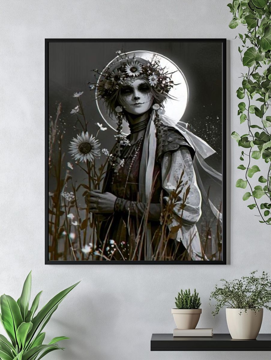 Moonlit Floral Portrait Print. — room view 4