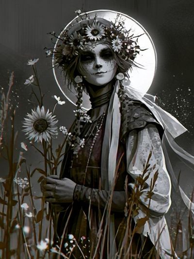 Moonlit Floral Portrait Print. poster