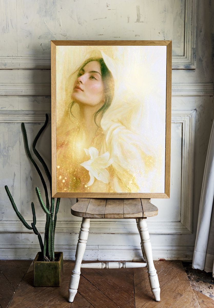 Golden Veil Portrait Print. — room view 1