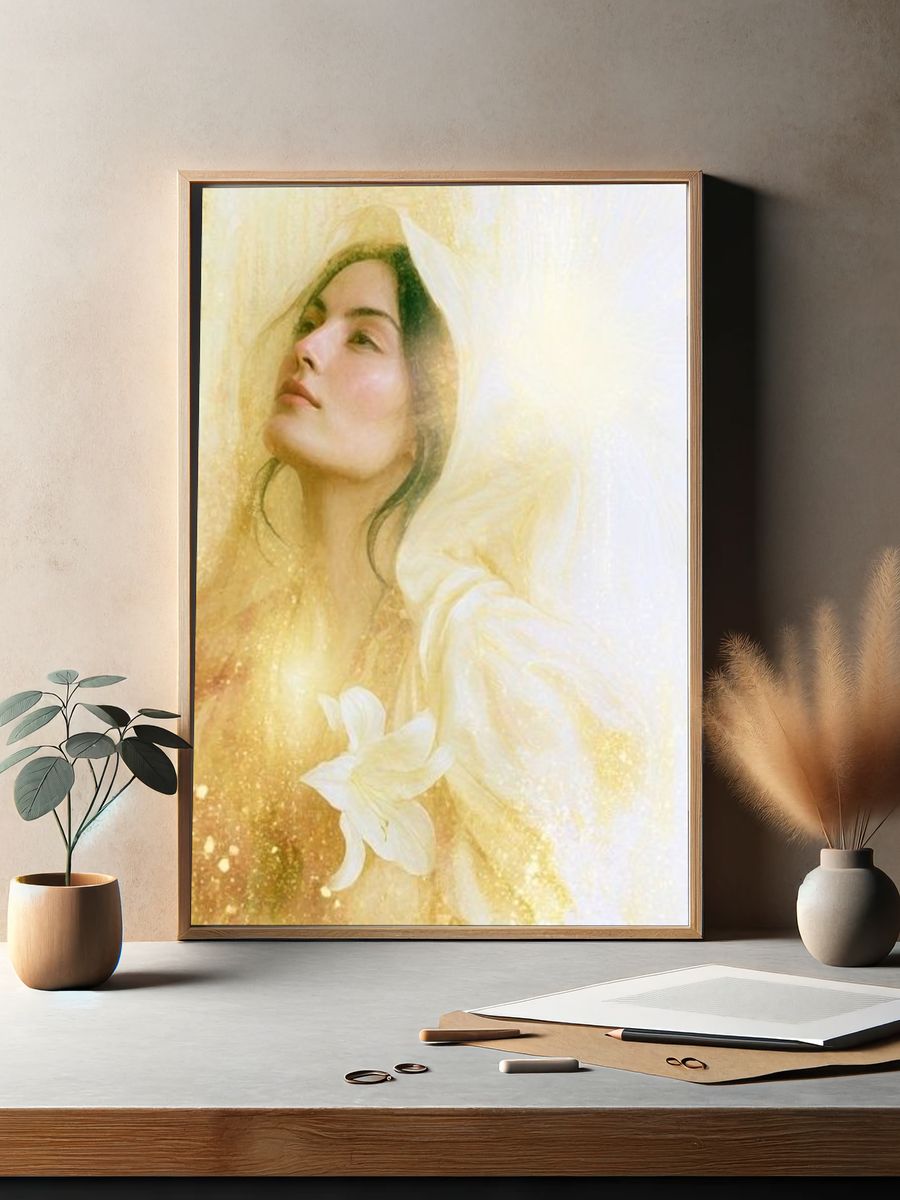 Golden Veil Portrait Print. — room view 2