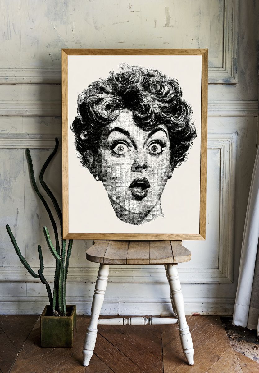 Surprised Woman Pop-Art Poster. room preview