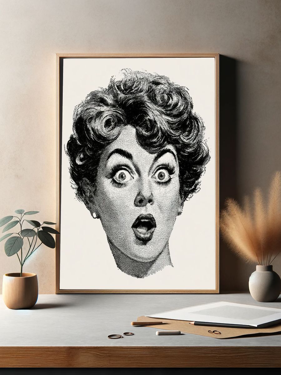Surprised Woman Pop-Art Poster. — room view 2