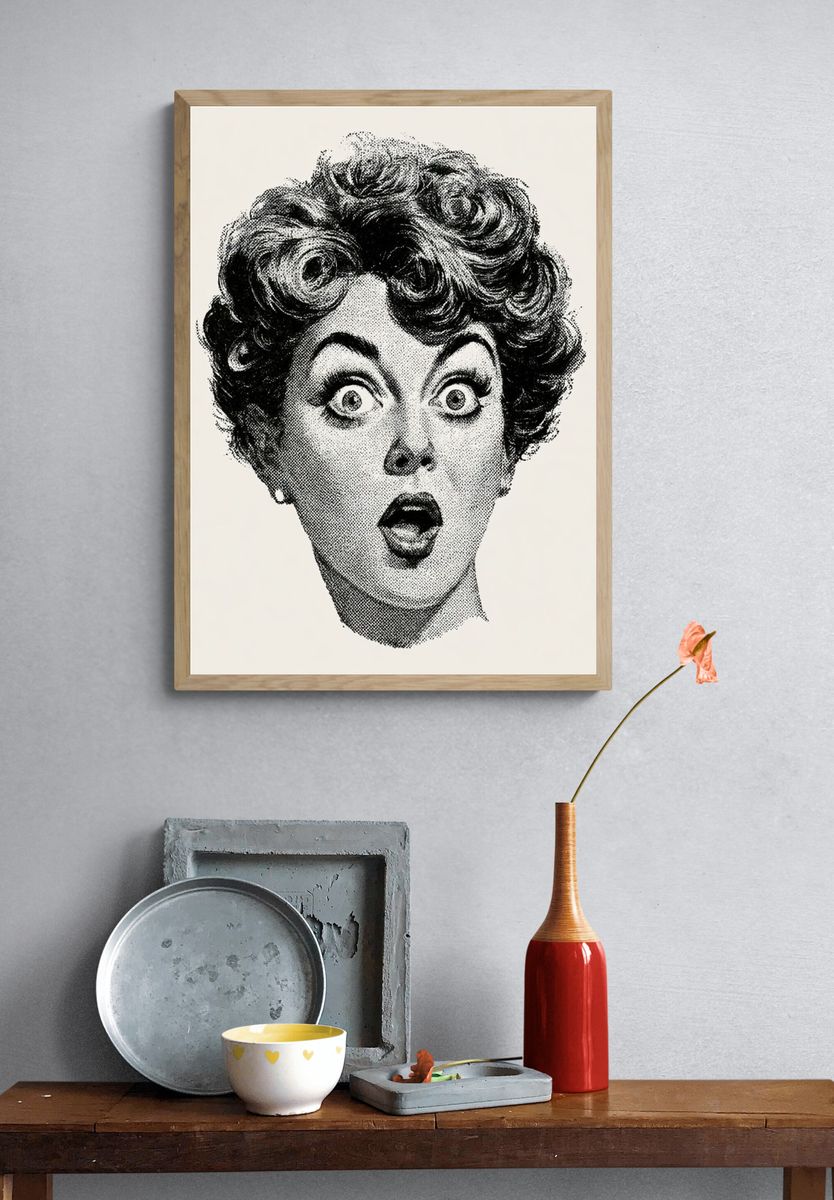 Surprised Woman Pop-Art Poster. — room view 3