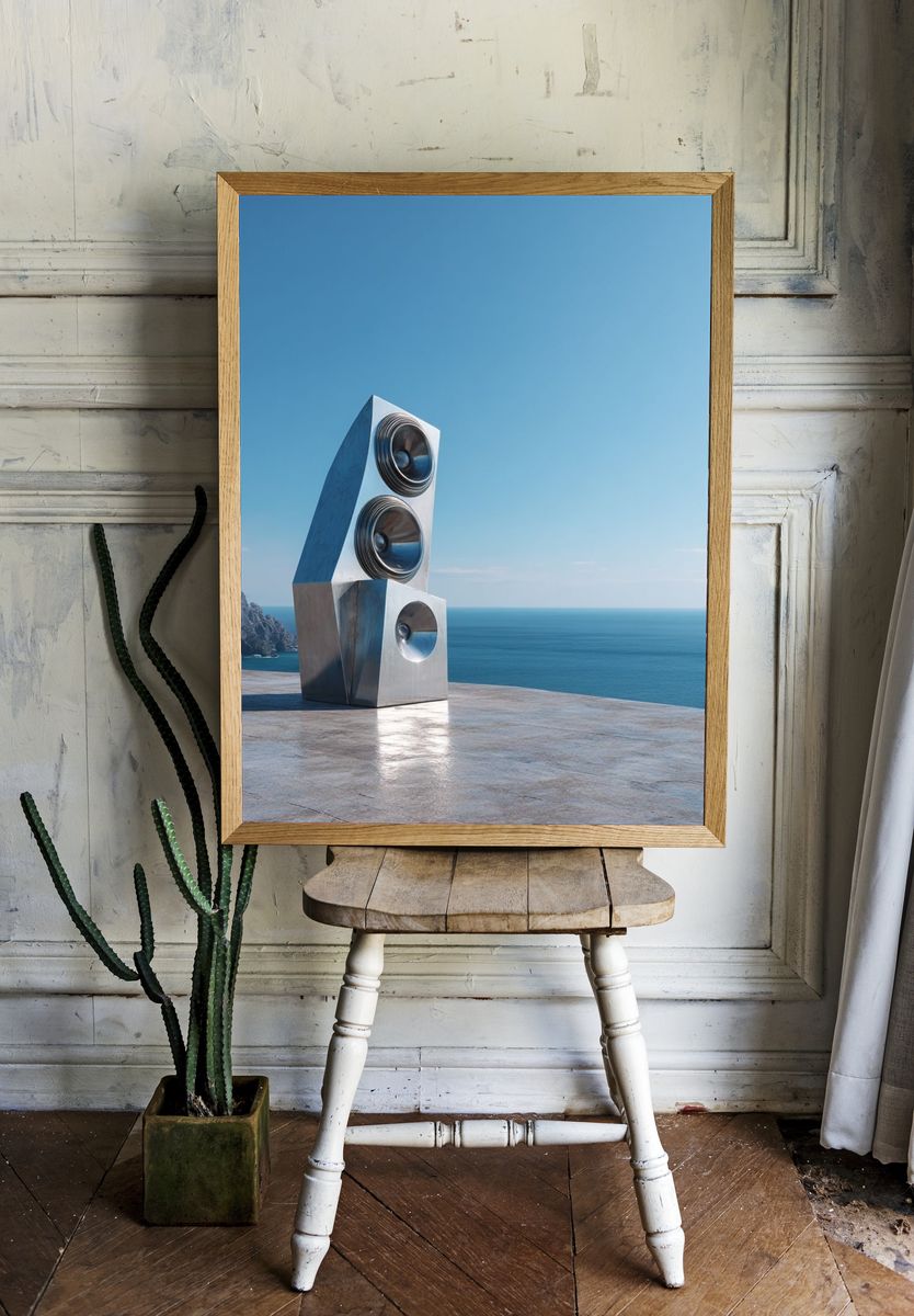 Modern Speaker Sculpture — Fine Art Print room preview