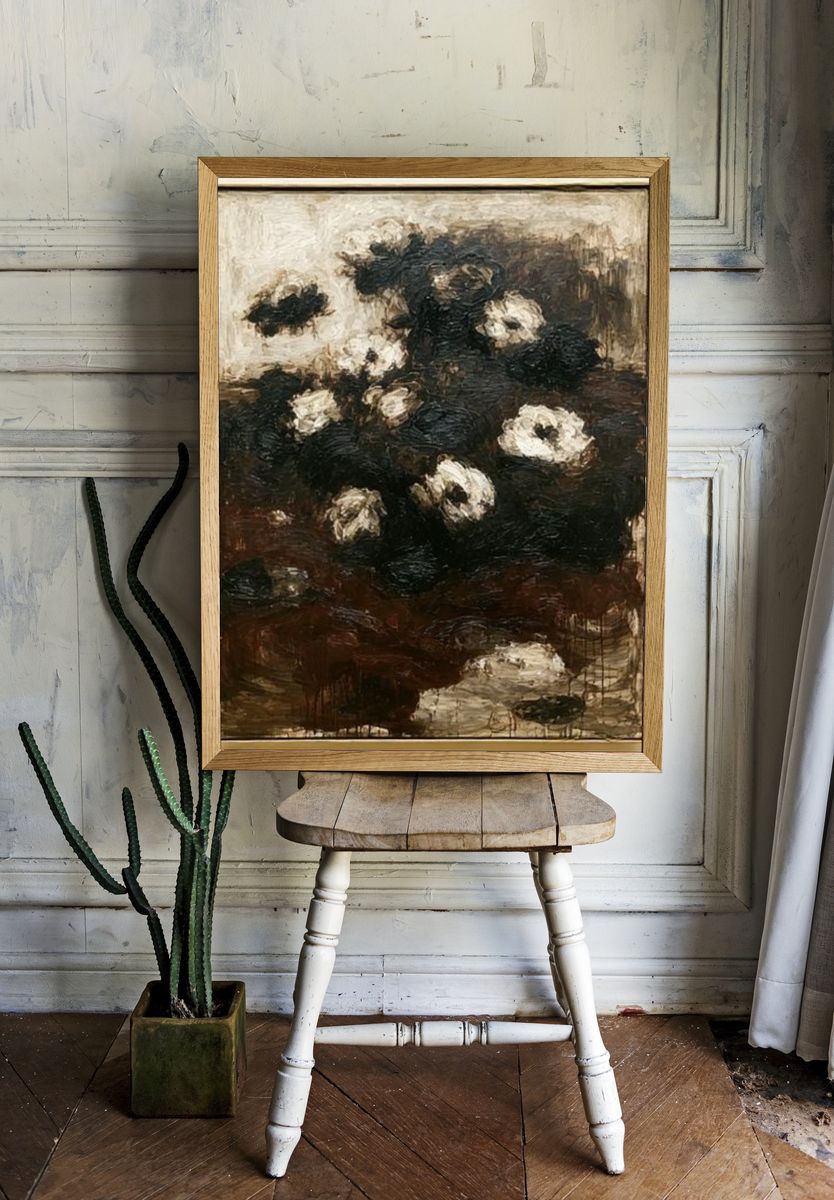 Dark Floral Still Life Poster. — room view 1