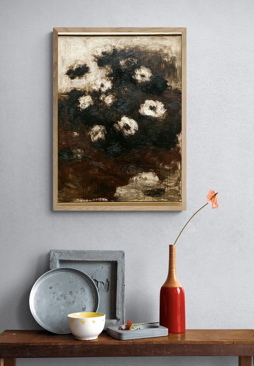 Dark Floral Still Life Poster. — room view 3